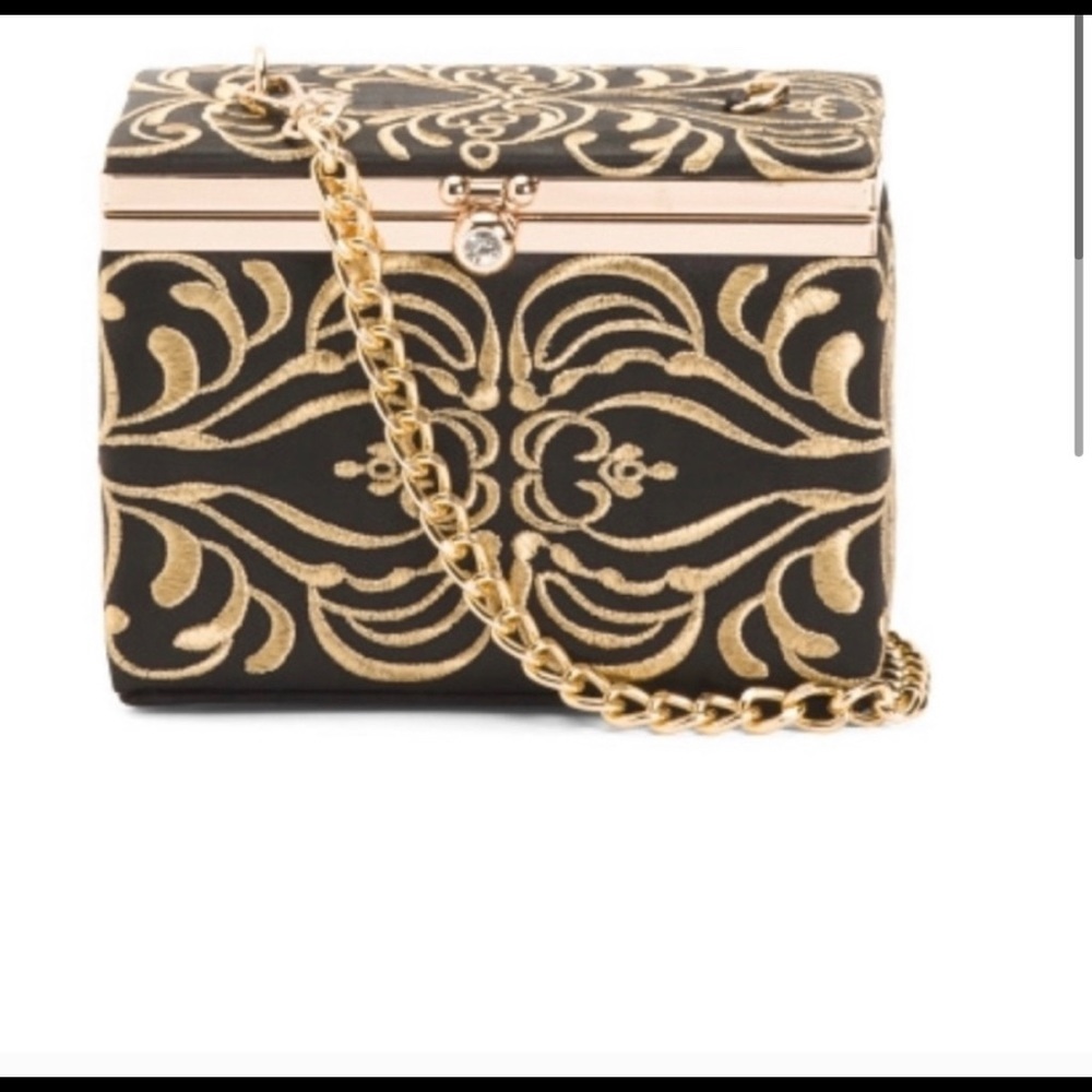 Black and gold box purse